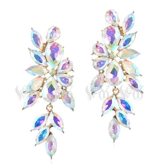 AB Crystal Chandelier Earrings for Bridal, Prom, Pageant, Holiday - Picture 4 of 9